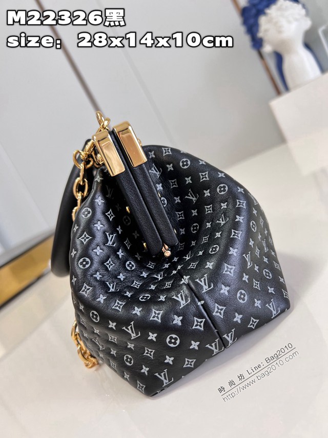 LV專櫃2023新款Nanogram特別系列Monogram Clutch手袋 M22326黑 路易威登鏈條手提女包 dn1152